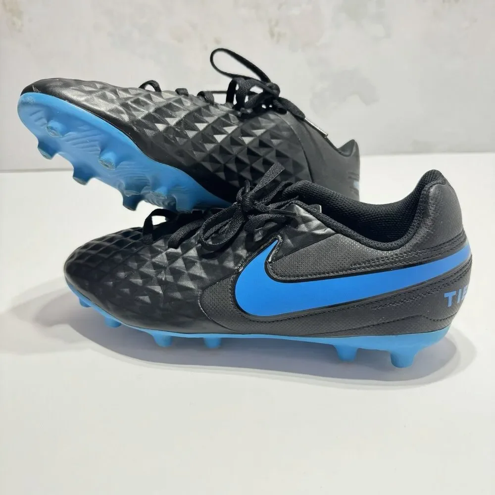 Nike Tiempo Legend 8 Club FG Soccer Cleats Youth 5.5Y AT5881-004 Black Blue